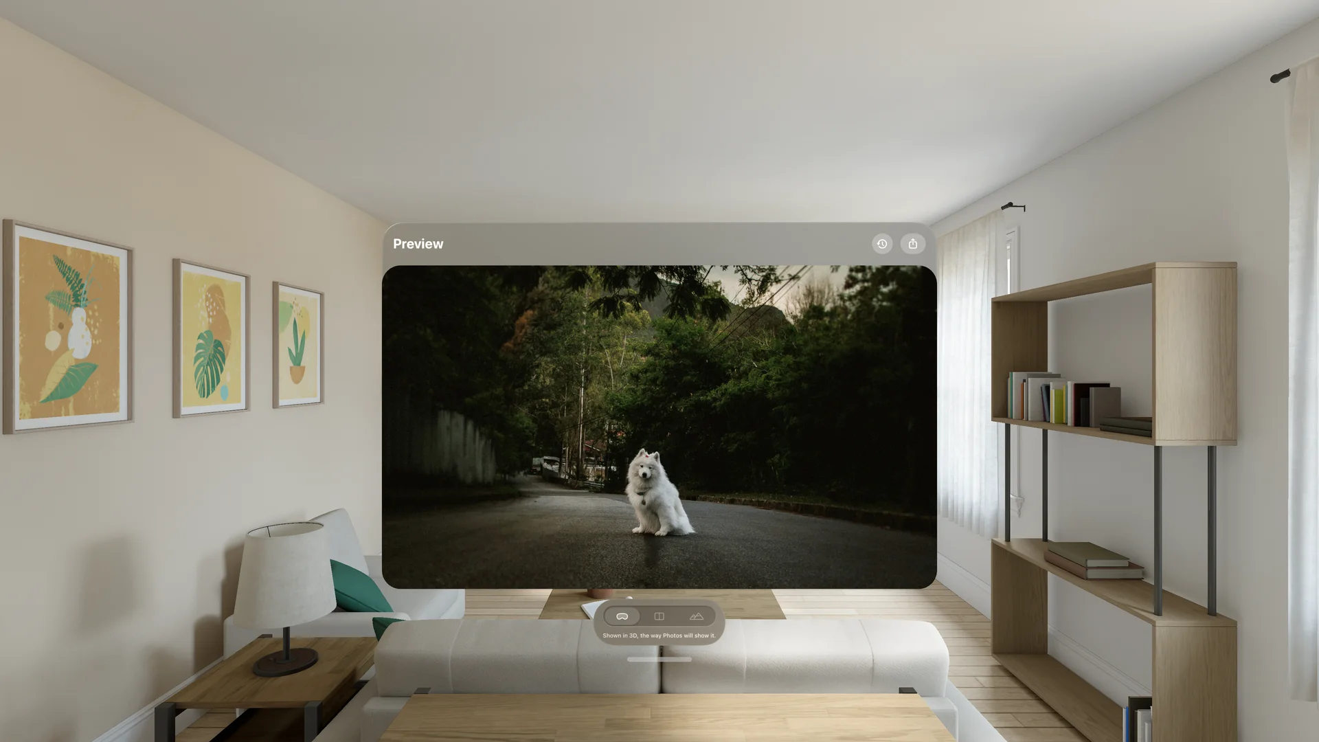 Apple Vision Pro showing Spatial Video Studio: In 3D, in the window